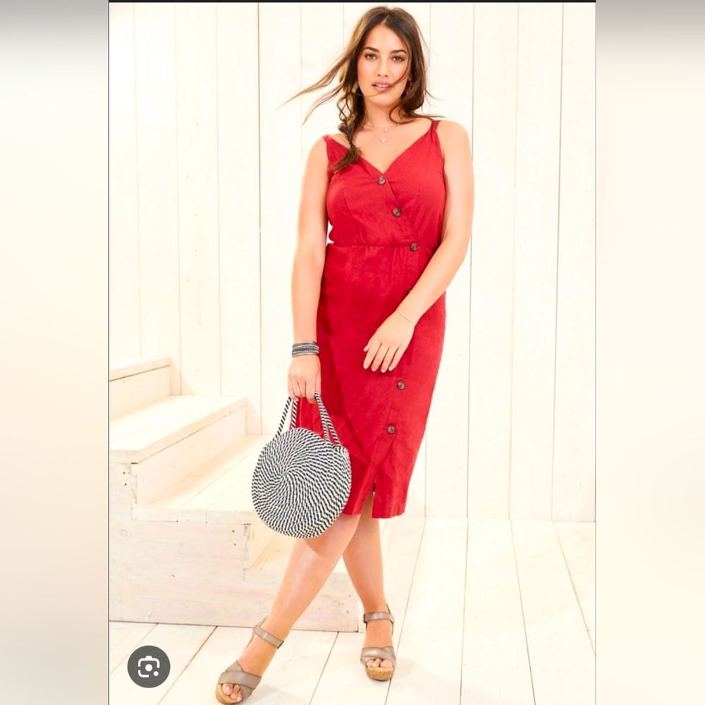 2/30 Maurices Button-Front Midi Linen Dress